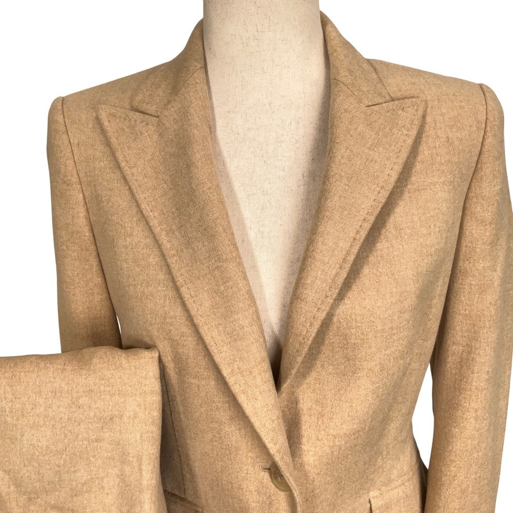 Anne Klein Pant Suit Women 4 Camel Wool Angora